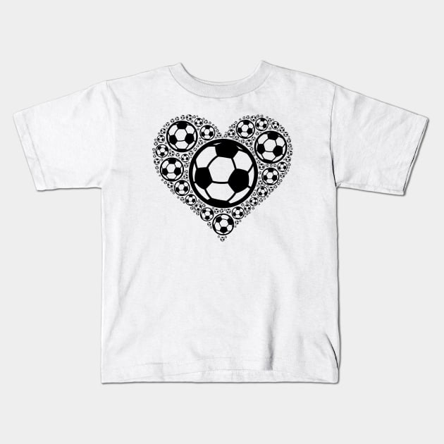 Soccer Balls in Heart | Soccer Player Gift Kids T-Shirt by shirtonaut